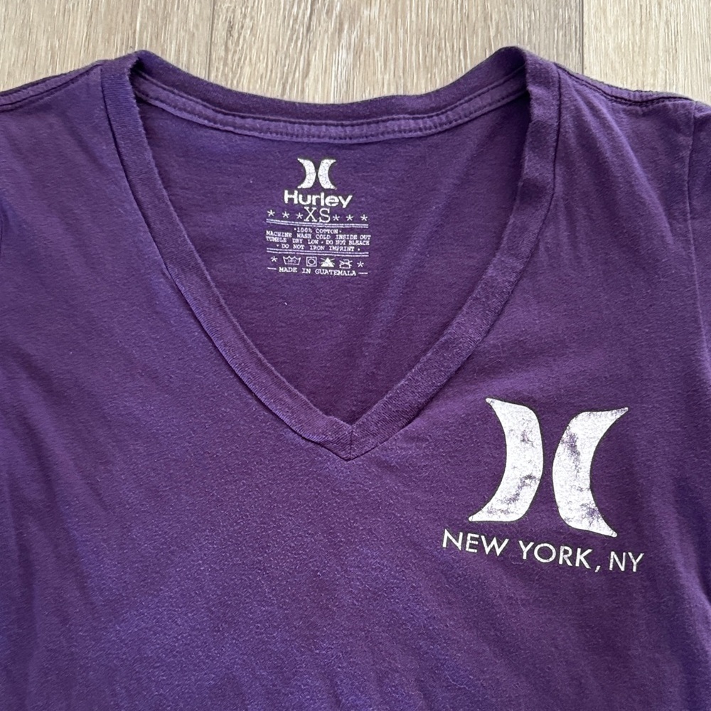 Hurley Women's Deep Purple V-Neck Tee - Picture 3 of 4